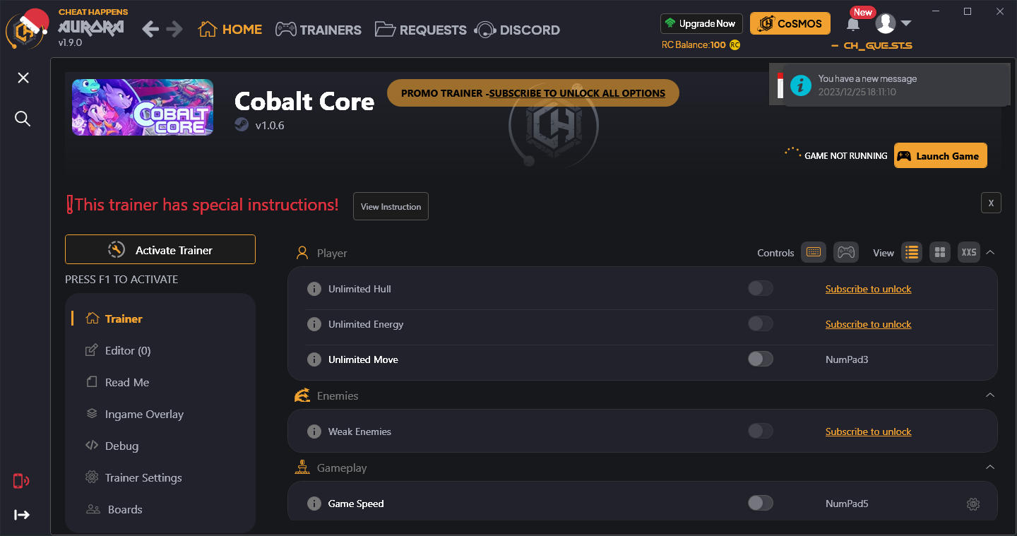 скачать Cobalt Core: +5 трейнер {CheatHappens.com}