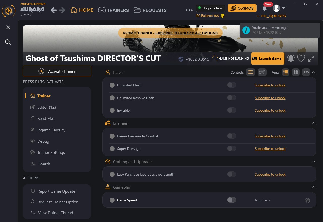 скачать Ghost of Tsushima: +19 трейнер {CheatHappens.com}