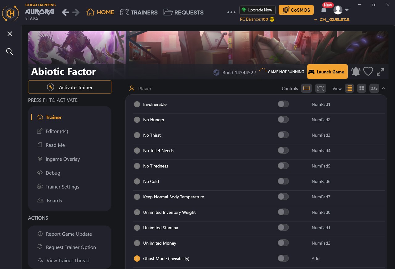 скачать Abiotic Factor: +89 трейнер {CheatHappens.com}