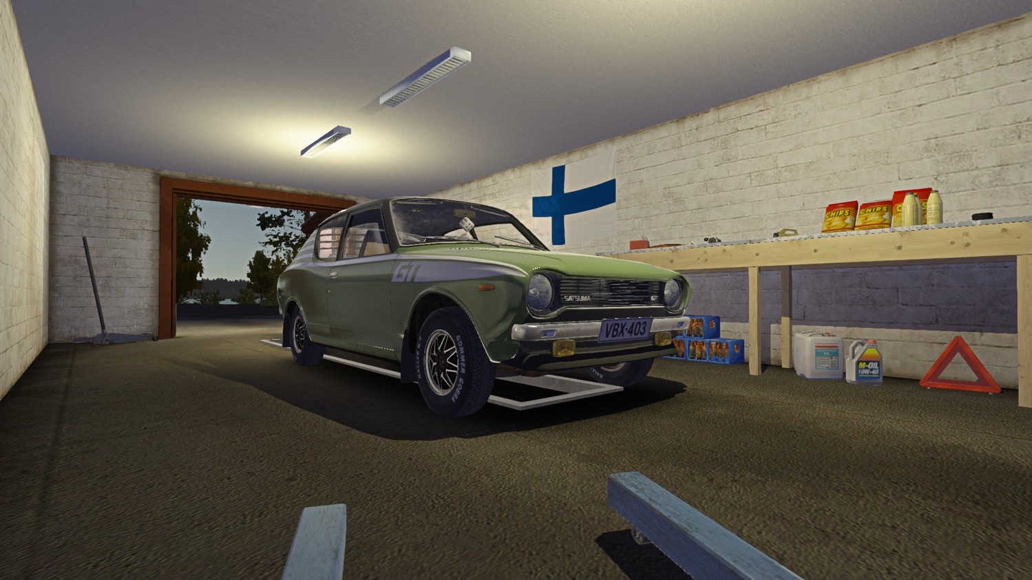 скачать My Summer Car: сохранение (зеленый GT Satsuma, 14327 денег)