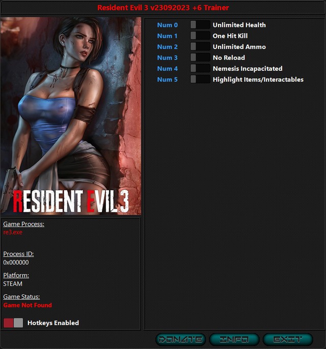 скачать Resident Evil 3: +6 трейнер v23.09.2023 {iNvIcTUs oRCuS / HoG}