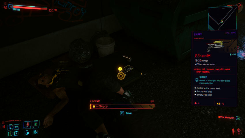 где найти Скиппи пистолет Cyberpunk 2077