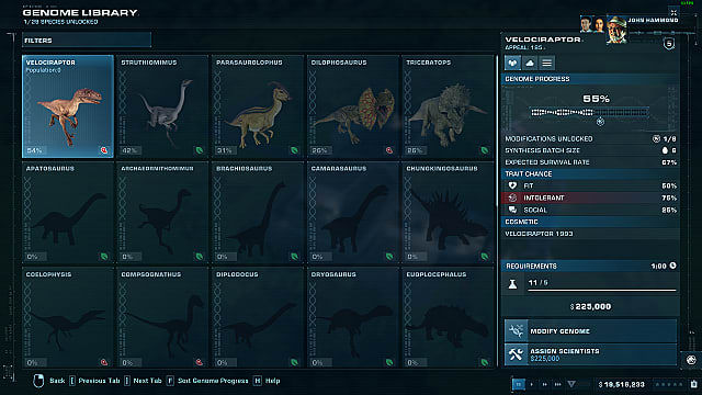 открыть динозавров Jurassic World Evolution 2