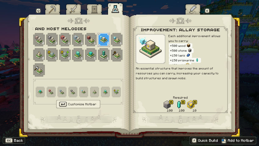 улучшения Minecraft Legends