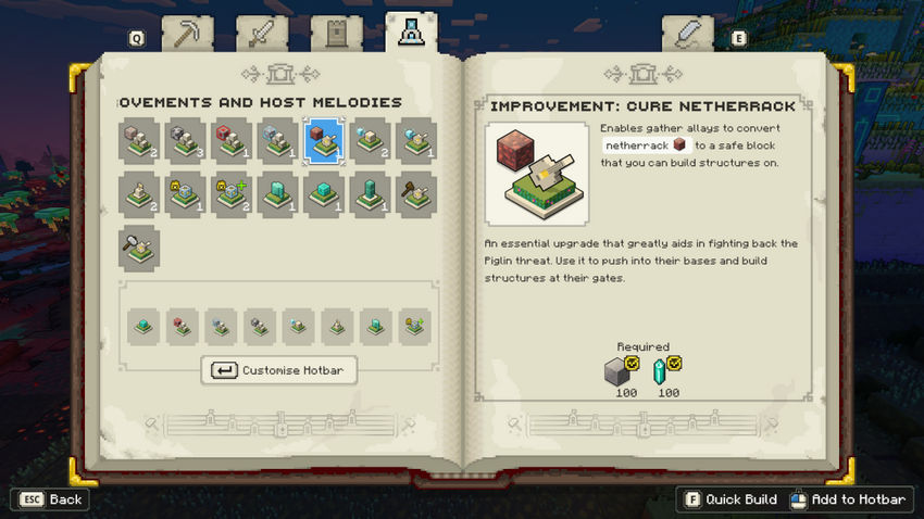 улучшения Minecraft Legends