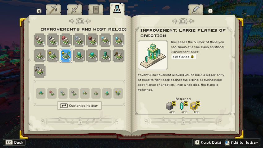 улучшения Minecraft Legends